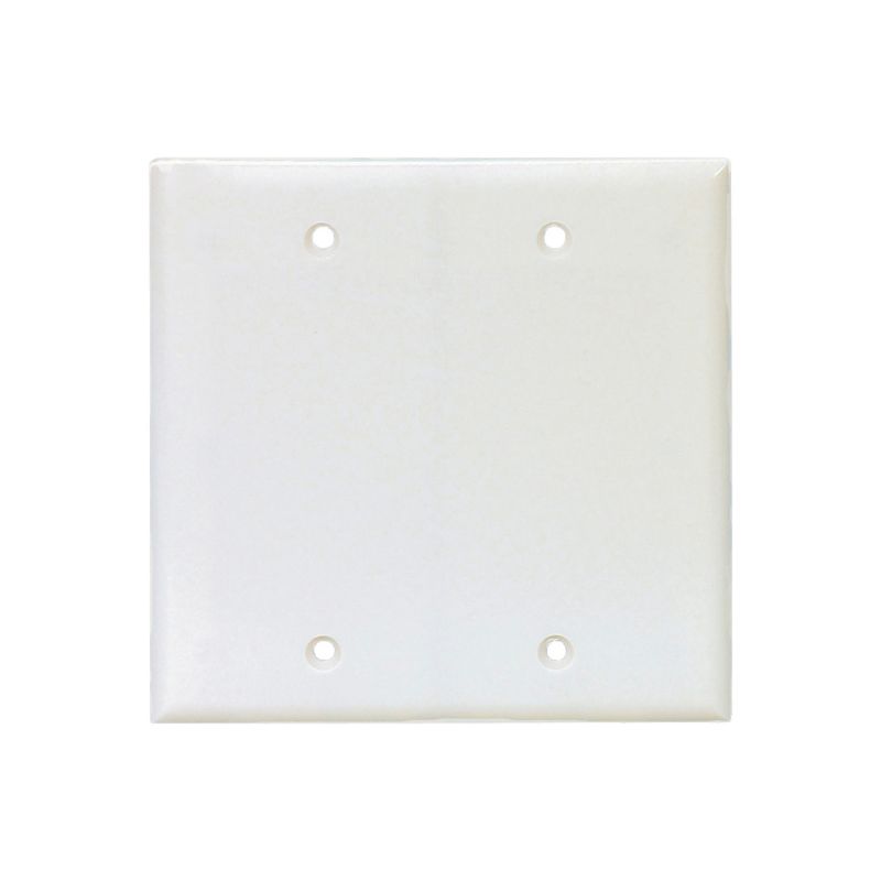 Eaton Cooper Wiring PJ23W Wallplate, 8 in L, 1/4 in W, 2 -Gang, Polycarbonate, White, High-Gloss, Box Mounting White