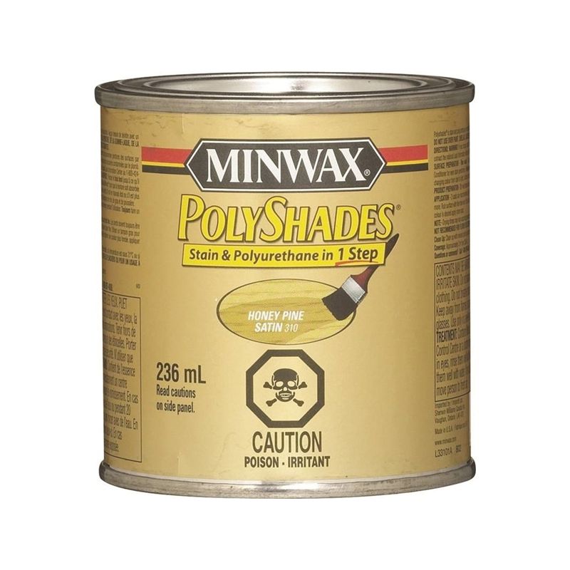 Minwax PolyShades 331014444 Polyurethane, Satin, Liquid, Honey Pine, 236 mL Honey Pine