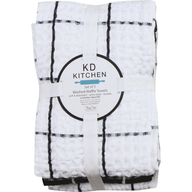 Kay Dee Designs Washed Waffle Kitchen Towel Onyx (Pack of 2)