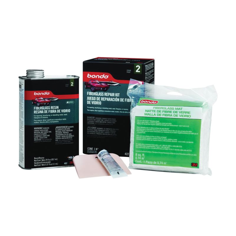 Bondo 422 Fiberglass Resin Repair Kit, Liquid, Pungent Organic Clear/Light Straw