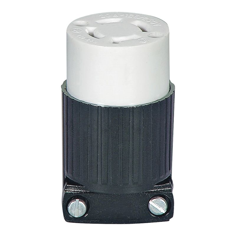 Eaton Wiring Devices L1420C Twist Lock Connector, 3 -Pole, 20 A, 125/250 V, NEMA: NEMA L14-20, Black/White Black/White