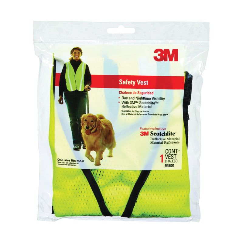 3M TEKK Protection 94601-80030T Reflective Safety Vest, One-Size, Fabric, Fluorescent Yellow One-Size, Fluorescent Yellow