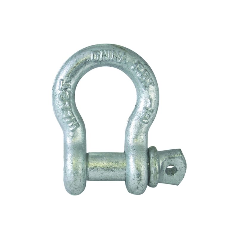 Fehr 3/8 Anchor Shackle, 3/8 in Trade, 0.75 ton Working Load, Commercial Grade, Steel, Galvanized
