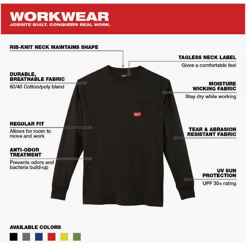 Milwaukee Heavy-Duty Pocket Long Sleeve Shirt M, Black