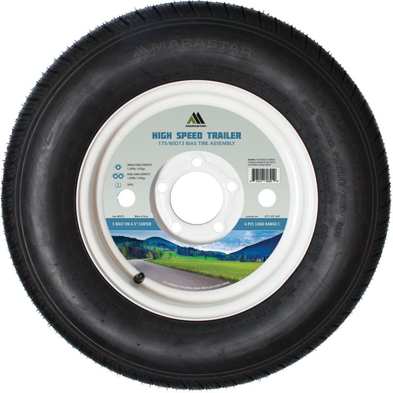 Marastar Trailer Tire and Wheel 175/80D13 Bias Tire