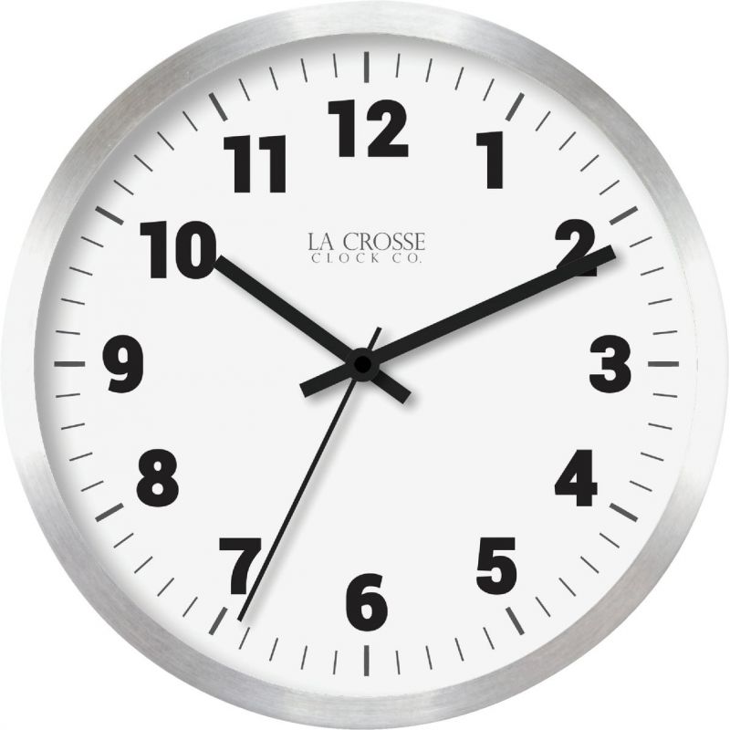 La Crosse Technology Round Brushed Silver Metal Wall Clock