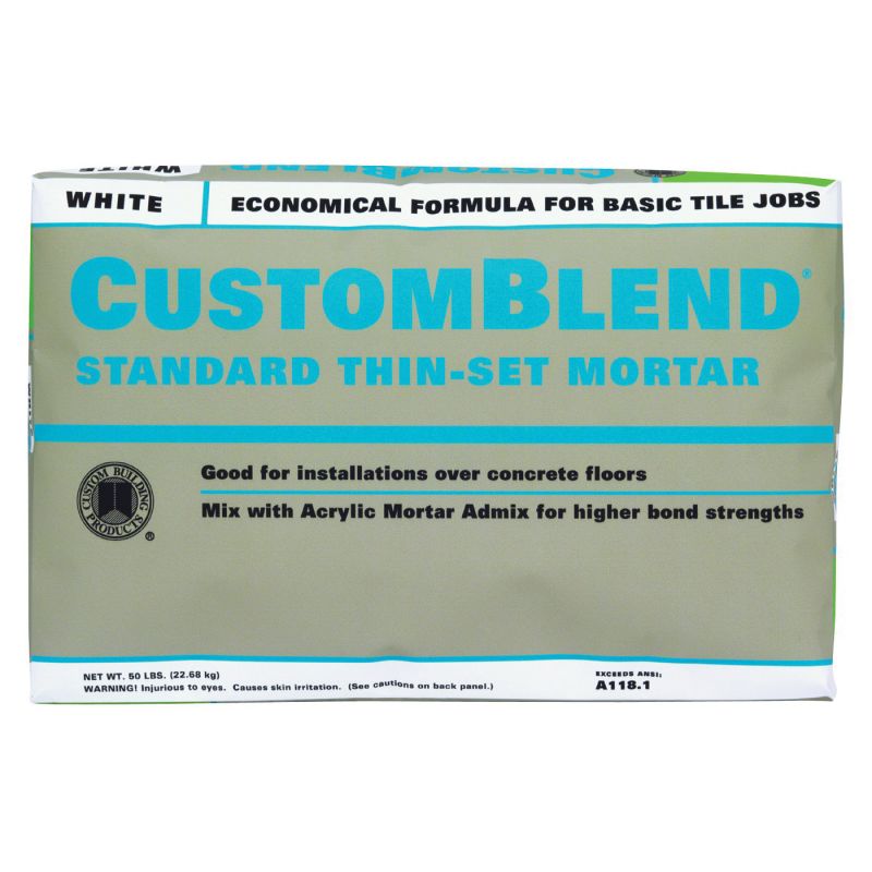 Custom CBTSW50 Thin-Set Mortar, White, Powder, 50 lb, Bag White