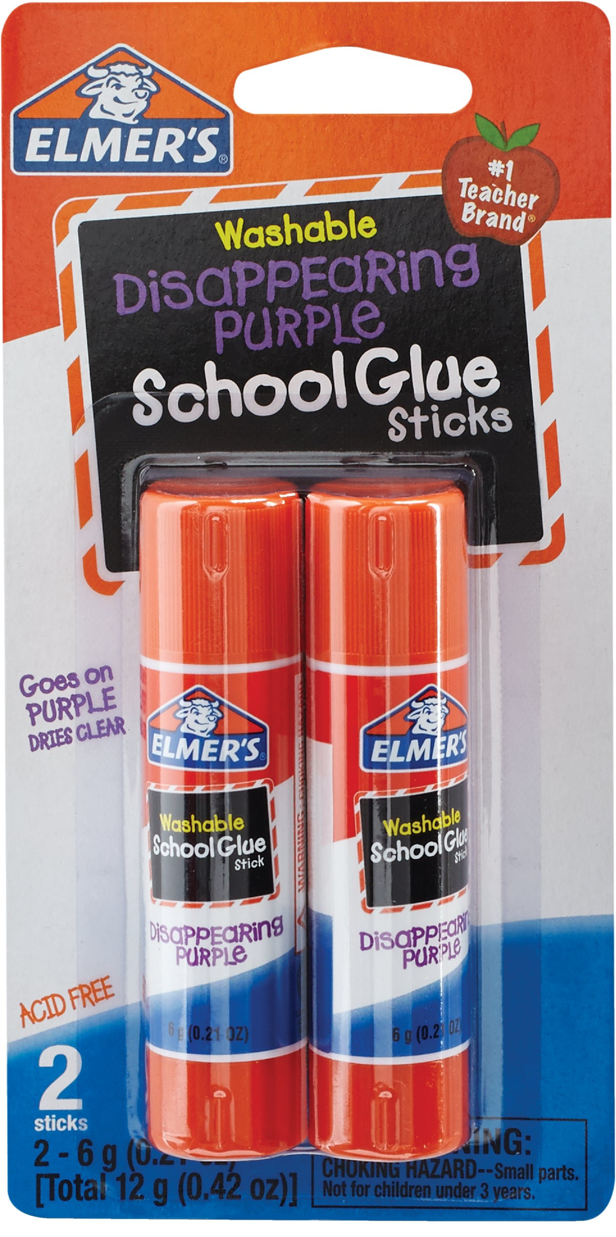 Elmers Disappearing Glue Sticks 0.21 Oz Purple Pack Of 12 - Office
