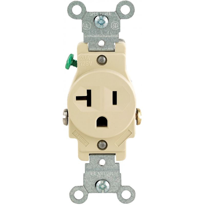 Leviton Commercial Grade Shallow Single Outlet Ivory, 20