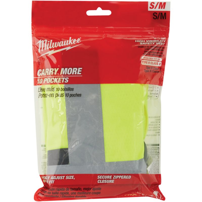 Milwaukee ANSI Class 2 Safety Vest S/M, Hi Vis Yellow