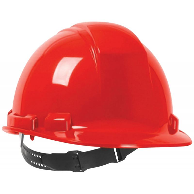 Safety Works Cap Style Non-Vented Hard Hat with Pin Lock 6 To 8 (19 In. To 25 In.), Red