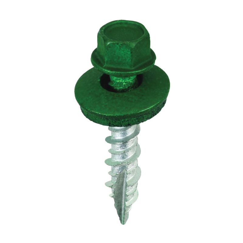 Acorn International SW-MW1FG250 Screw, #9 Thread, High-Low, Twin Lead Thread, Hex Drive, Self-Tapping, Type 17 Point, 250/BAG Forest Green