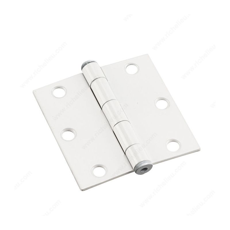 Onward 820WB Butt Hinge, 3 in H Frame Leaf, 3/32 in Thick Frame Leaf, Steel, White, Removable Pin, Full-Mortise Mounting