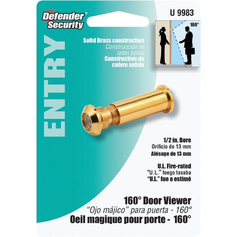 Defender Security Solid Brass Door Viewer