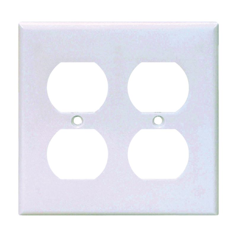 Eaton Wiring Devices 2150W-BOX Receptacle Wallplate, 4-1/2 in L, 4-9/16 in W, 2 -Gang, Thermoset, White White