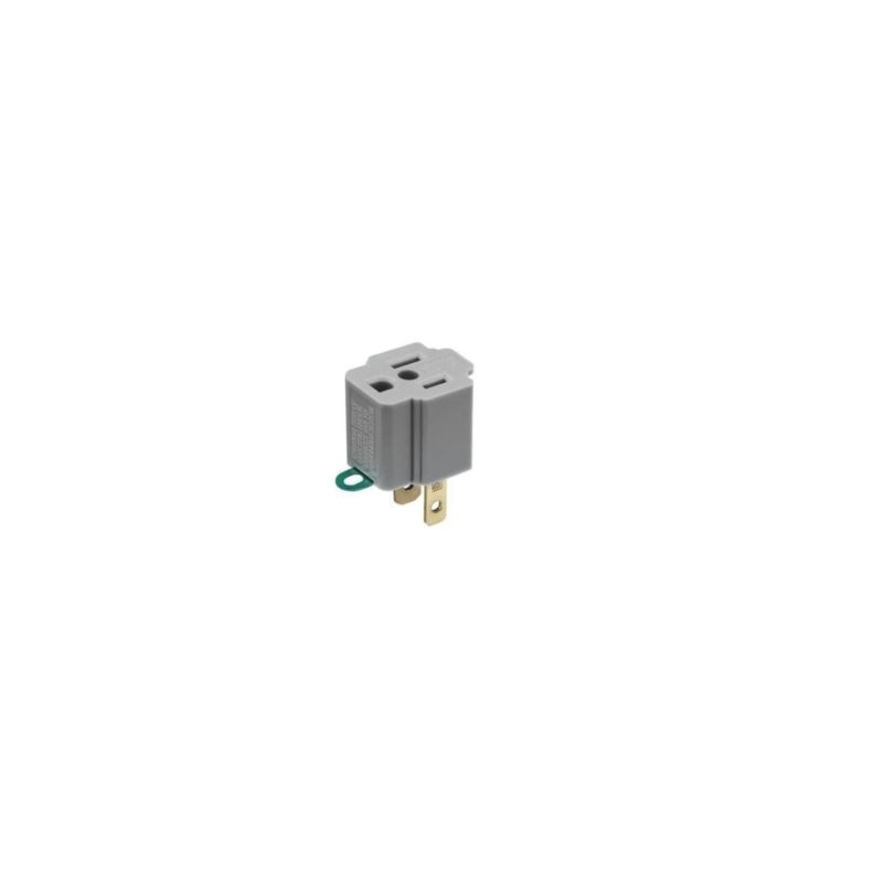 Leviton C30-00274-000 Outlet Adapter, 2 -Pole, 15 A, 125 V, 1 -Outlet, NEMA: NEMA 5-15R, 1-15R, Gray Gray