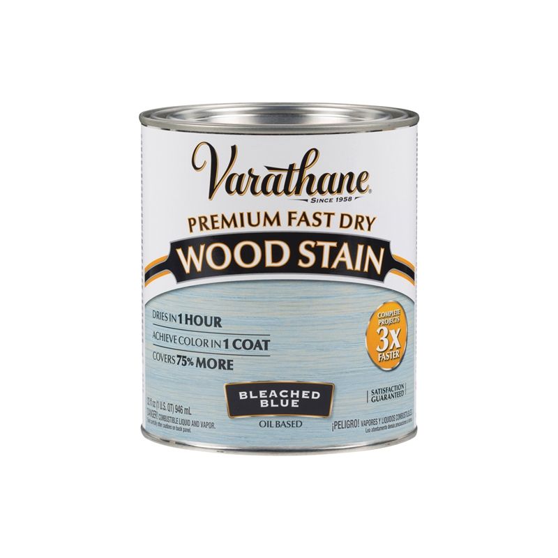 Varathane 297425 Wood Stain, Bleached Blue, Liquid, 1 qt, Can Bleached Blue