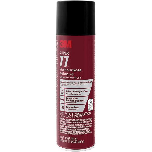 Buy 3M Super 77-VOC30DSC Multi-Purpose Spray Adhesive, Colorless, 14 oz  Aerosol Can Colorless