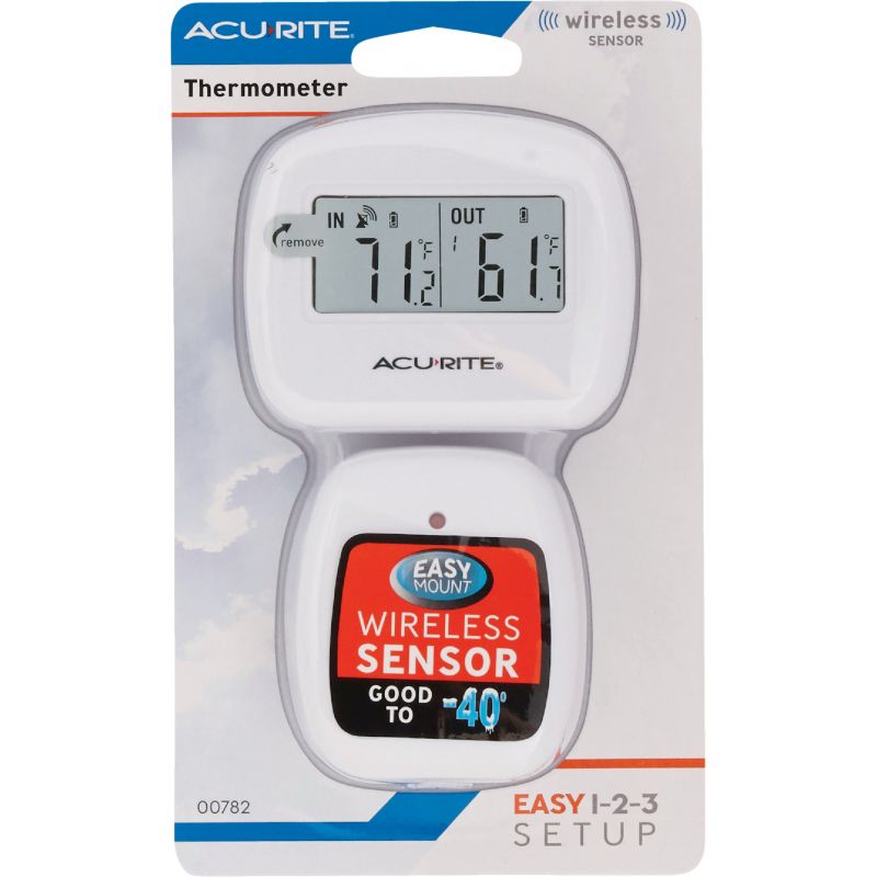 AcuRite 00611 Indoor Outdoor Thermometer with Wireless Temperature Sensor &  Hygrometer White Small