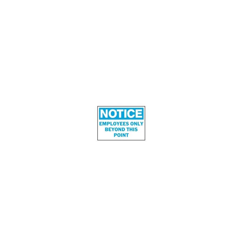 Hy-Ko 581 Notice Sign, Rectangular, EMPLOYEES ONLY BEYOND THIS POINT, Blue Legend, White Background, Polyethylene (Pack of 5)