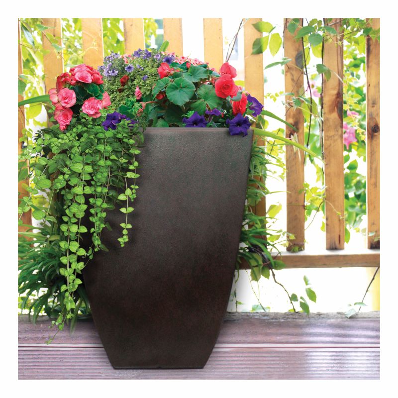 Southern Patio HDR-091646 Newland Planter, 15-1/2 in H, Square, Plastic/Resin, White, Stone Aesthetic White