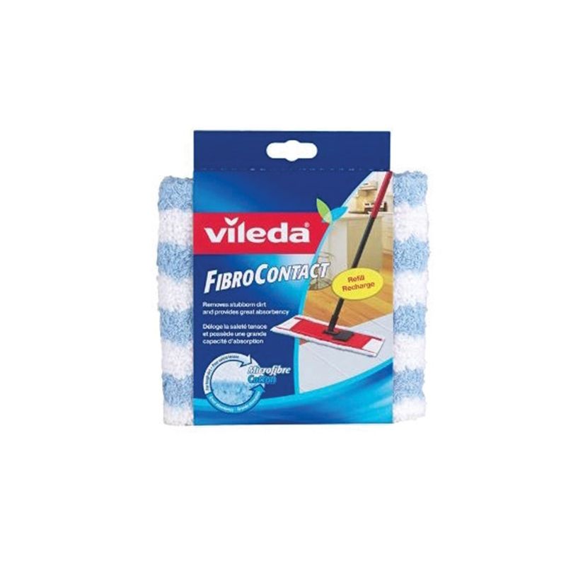 Vileda Fibro Contact 126445 Mop Refill, Cotton/Microfiber, White White