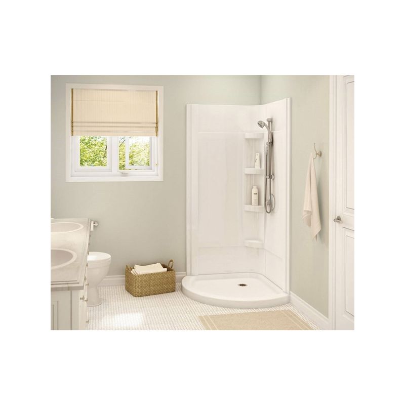Maax Cyrene 300001-000-001-102 Shower Kit, 34 in L, 34 in W, 76 in H, Acrylic, Chrome, Glue Up Installation, Round White