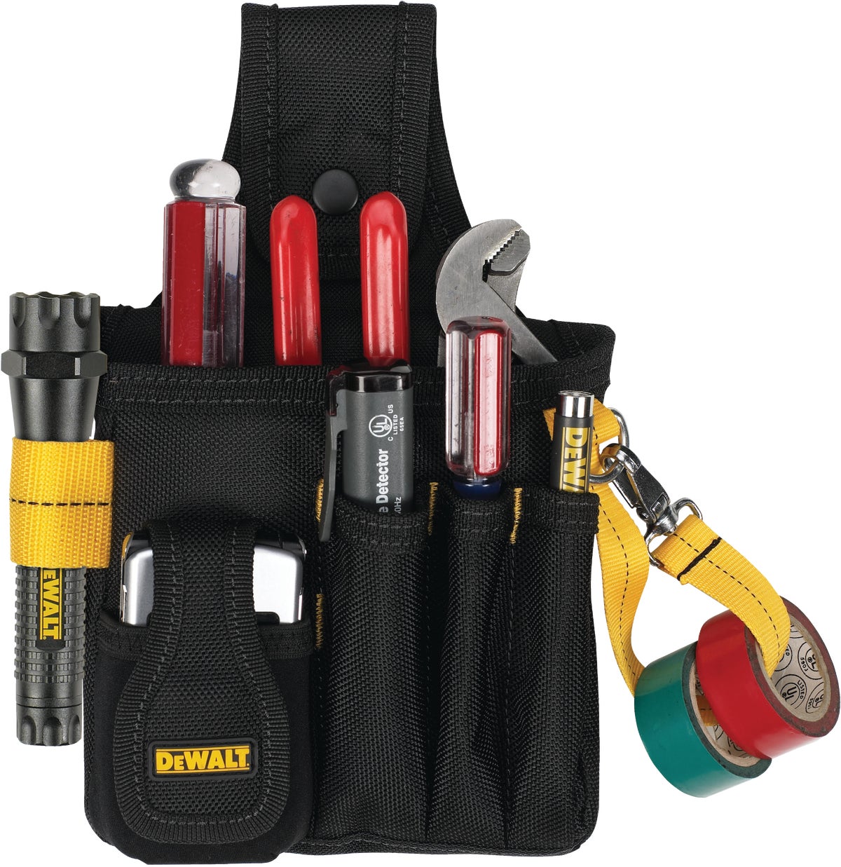 Custom Leathercraft DEWALT DG5103 Small Durable Maintenance and Electrician's Pouch with Pockets for Tools, Flashlight, Keys, Black - 3