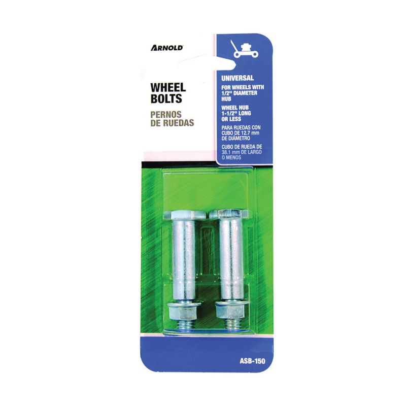 ARNOLD ASB-150 Wheel Bolt, Universal, Steel, For: Wheels with 1/2 in Dia Bore and Hub Width of 1 1/2 in or Less