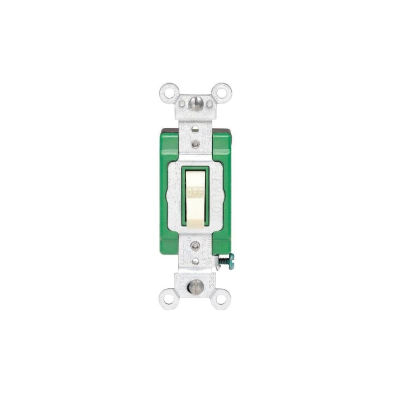Leviton 3032-2I Switch, 30 A, 120/277 V, Lead Wire Terminal, NEMA WD-1, WD-6, Thermoplastic Housing Material Ivory