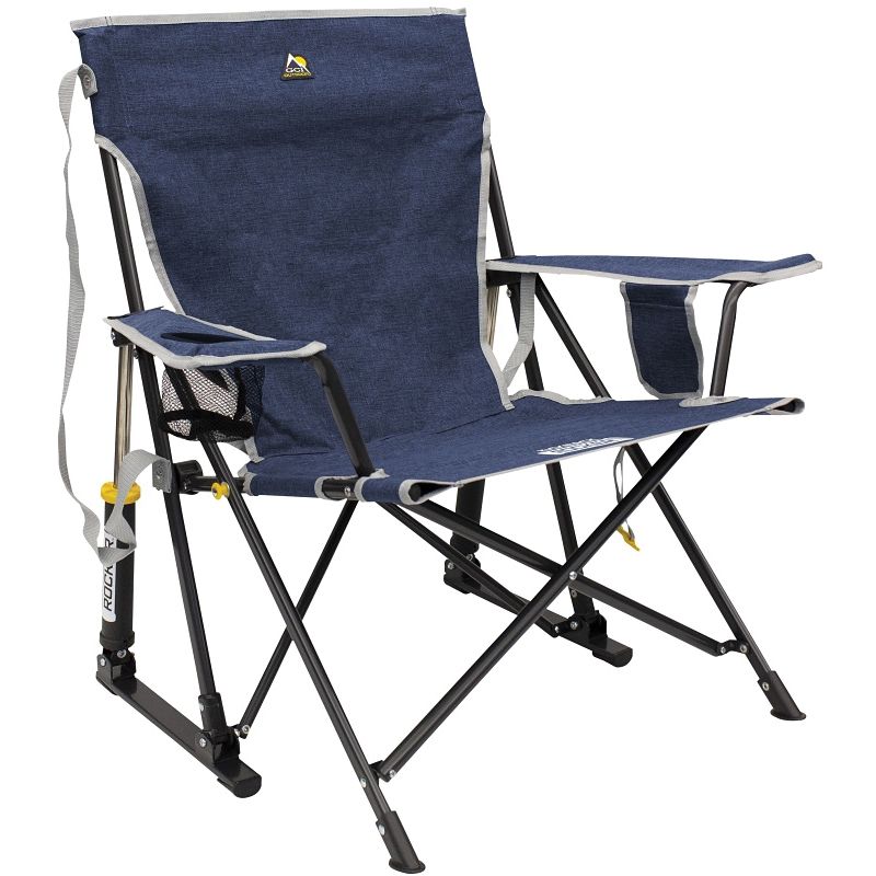 GCI Outdoor 410145 Kickback Rocker Chair, 32-1/2 in OAW, 27.2 in OAD, 31.7 in OAH, Fabric/Plastic/Steel Heathered Indigo Blue