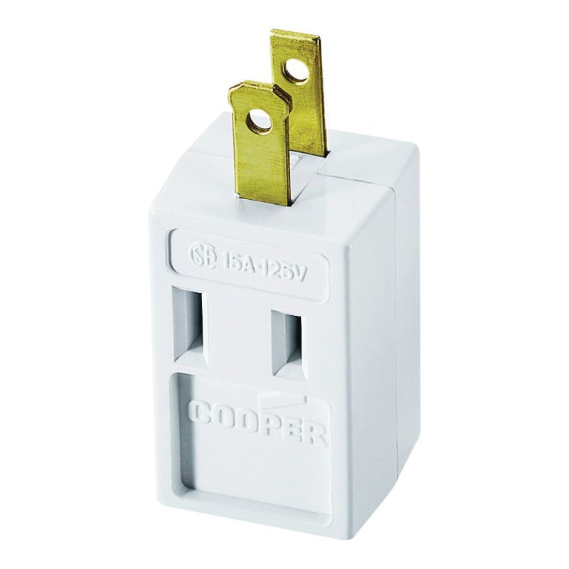 Eaton Wiring Devices 4400W-BOX Outlet Adapter, 2 -Pole, 15 A, 125 V, 3 -Outlet, NEMA: NEMA 1-15R, White White