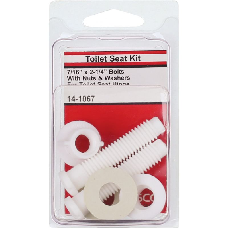 Lasco Toilet Seat Hinge 7/16&quot; Bolts, Nuts, And Washers 7/17 In. X 2-1/8 In., White