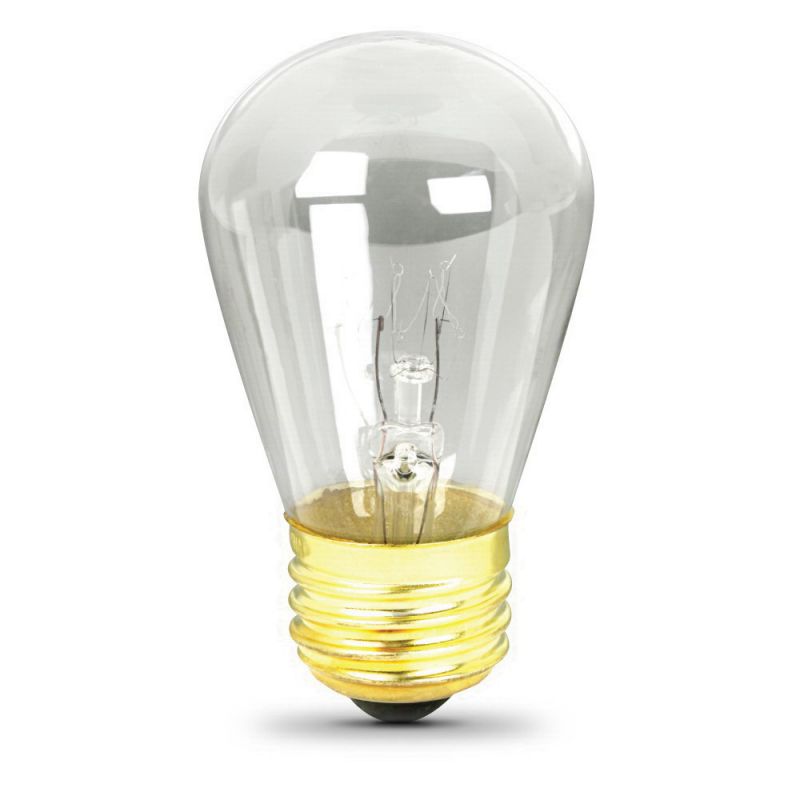 Feit Electric 11S14/4-130 Incandescent Bulb, 11 W, S14 Lamp, E26 Medium Lamp Base, 40 Lumens, 2700 K Color Temp (Pack of 6)