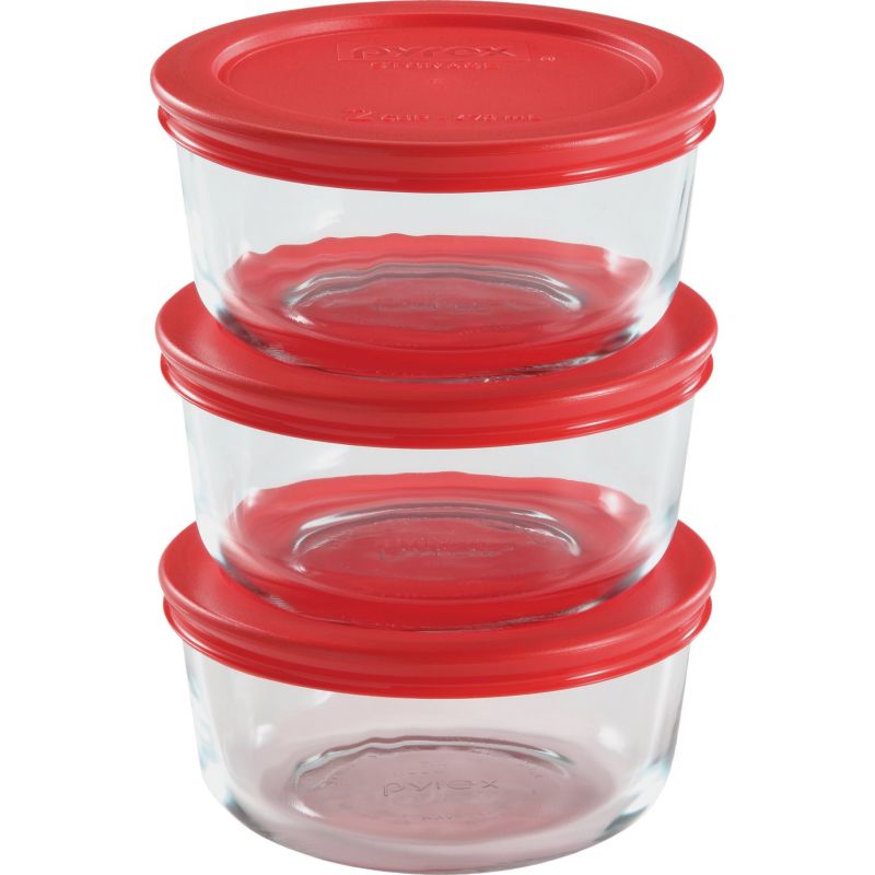 Pyrex Simply Store 6-Piece 2-Cup Glass Storage Container Set With Lids