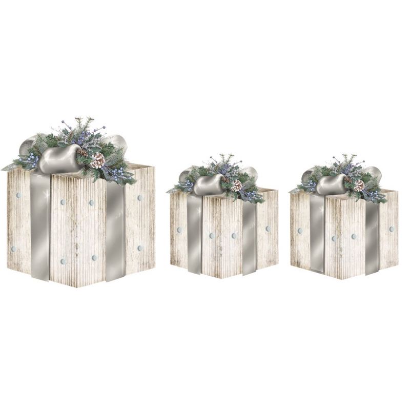 Alpine Gift Box Set LED Lighted Decoration 10 In. W. X 14 In. H. X 10 In. L.