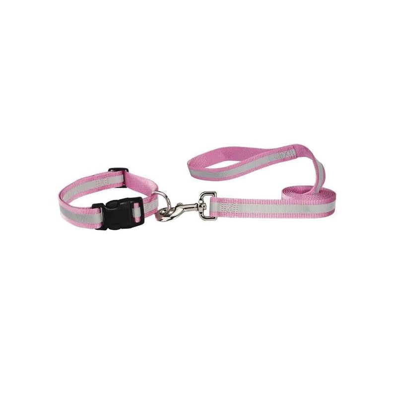 Guardian Gear ZA984 18 75 Dog Collar, 18 to 26 in L Collar, 1 in W Collar, Nylon, Pink, Reflective Taping Pink