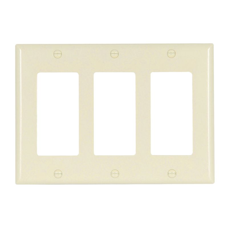 Eaton Cooper Wiring 2163 2163LA-BOX Wallplate, 4-1/2 in L, 6.37 in W, 3 -Gang, Thermoset, Light Almond, High-Gloss Light Almond