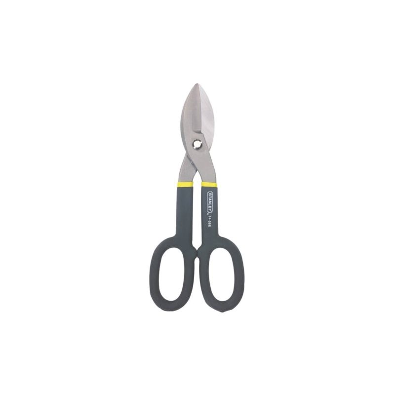 STANLEY FMHT73571/14-556 Tinner Snip, 10 in OAL, 2 in L Cut, Straight Cut, Alloy Steel Blade, Black/Yellow Handle