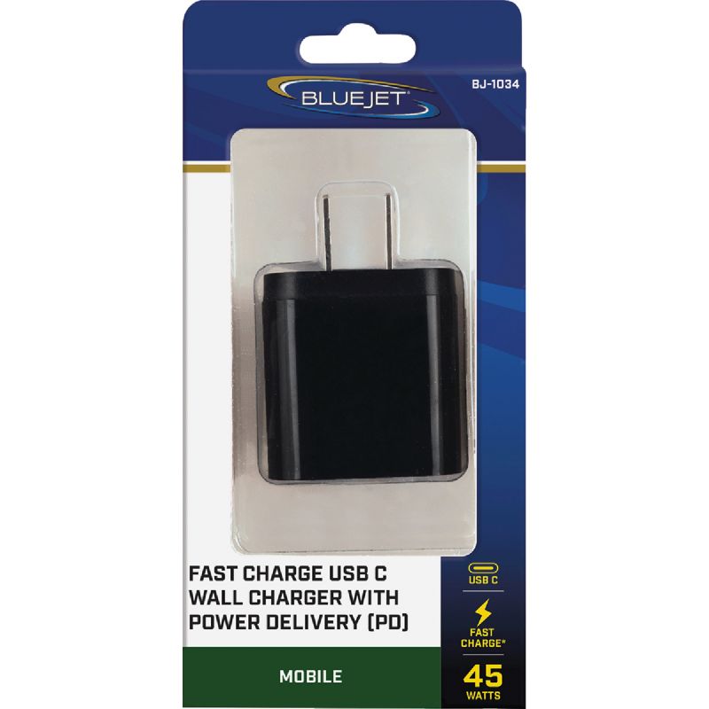 Blue Jet Fast Charge 45W USB Charger Black, 2.25