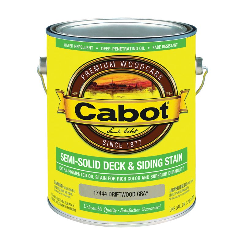 Cabot 07 Deck and Siding Stain, Driftwood Gray, Liquid, 1 gal Driftwood Gray