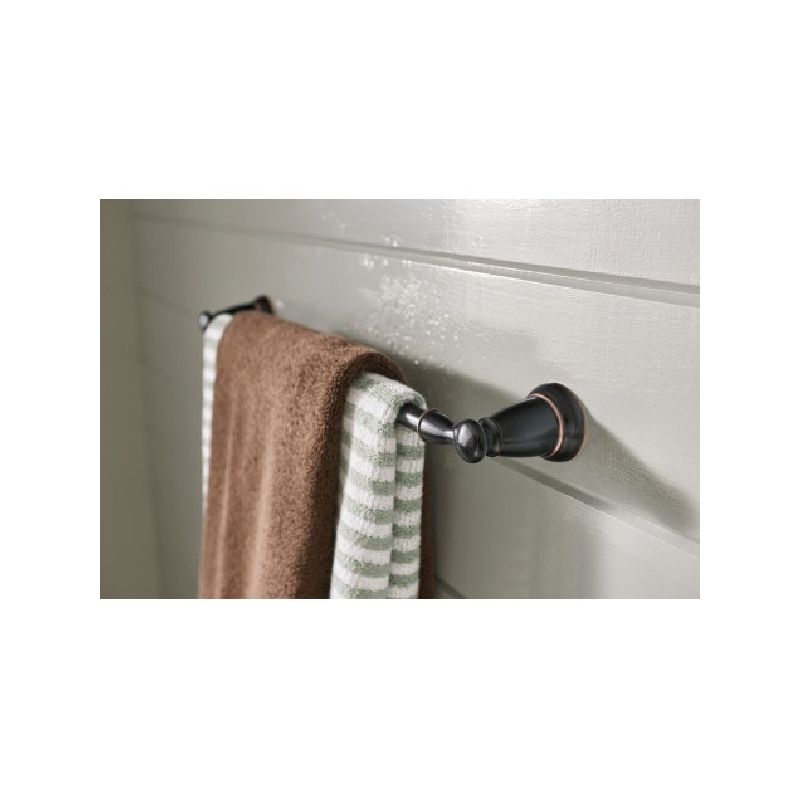 Moen Banbury Series Y2624BRB Towel Bar, 24 in L Rod, Stainless Steel, Mediterranean Bronze, Surface Mounting Dark Brown