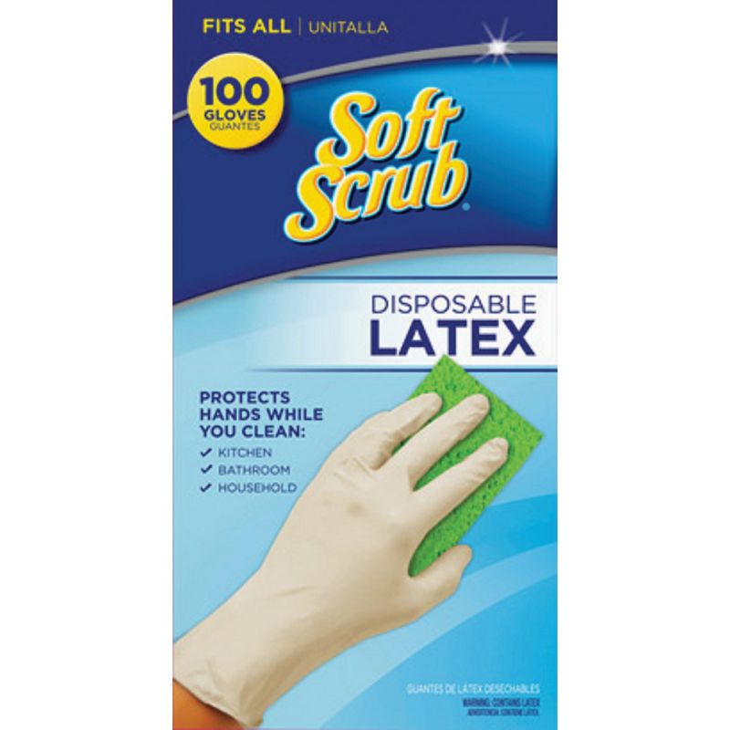 Soft Scrub Latex Disposable Glove 1 Size Fits Most, White
