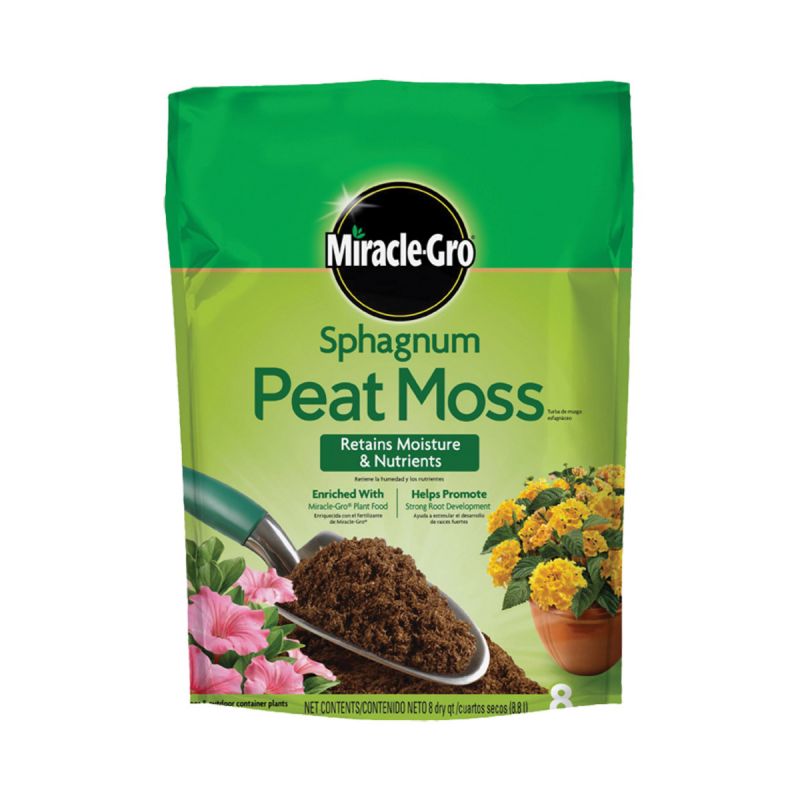 Miracle-Gro 85278430 Sphagnum Peat Moss, Solid, Earthy, 8 qt Bag