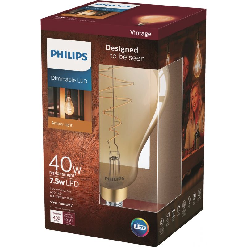 boog Mineraalwater surfen Buy Philips Vintage Edison A50 LED Decorative Light Bulb