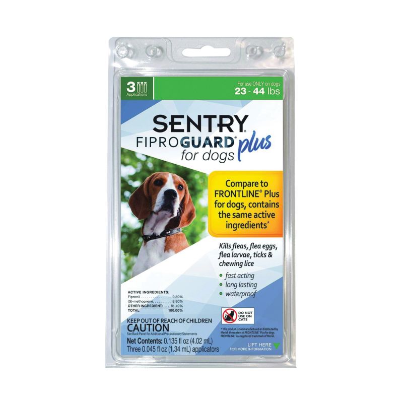 SENTRY Fiproguard Plus 03161 Flea and Tick Squeeze-On, Liquid, Pleasant, 3 Count Pale Yellow