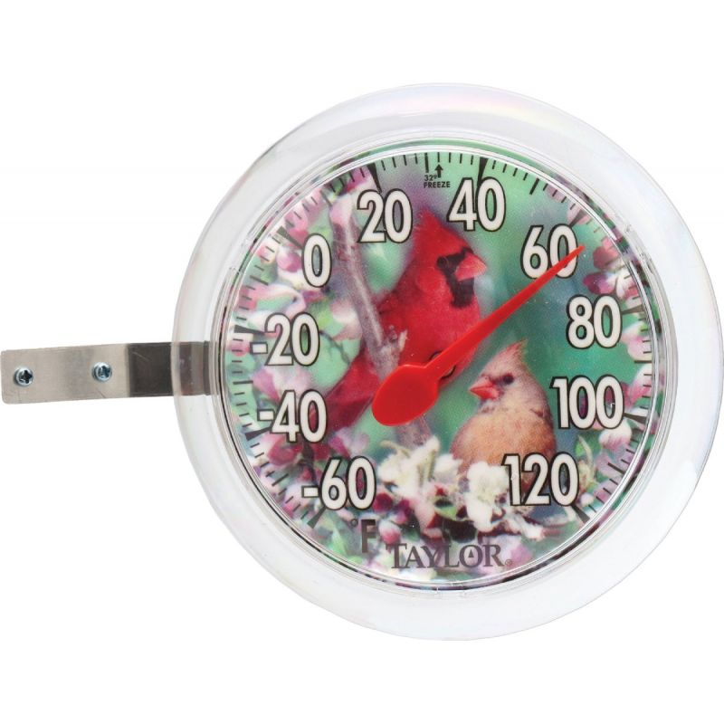 Taylor Cardinal Bunting Dial Outdoor Wall Thermometer White, Black Numbers