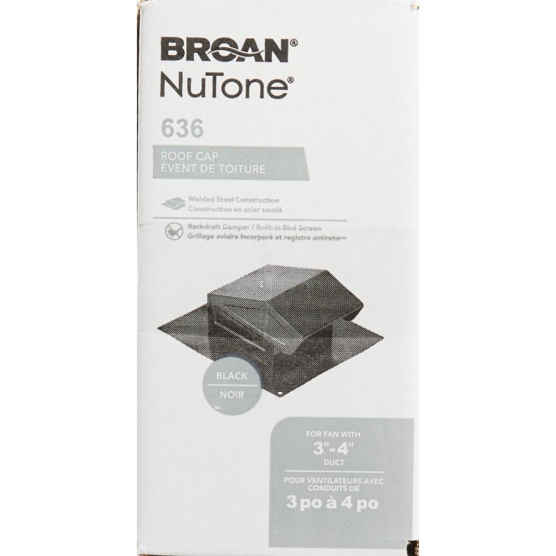 Broan-Nutone Roof Vent Cap 3 In. Or 4 In., Black