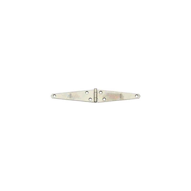 National Hardware N127-605 Strap Hinge, 1-1/2 in W Frame Leaf, 0.072 in Thick Leaf, Steel, Zinc, Fixed Pin