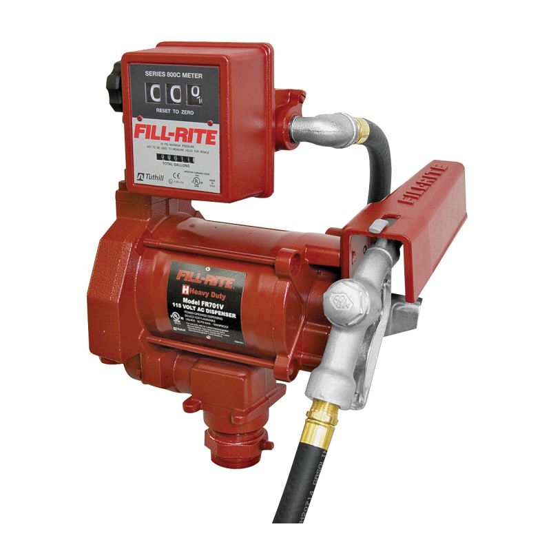 Fill-Rite FR701V Fuel Transfer Pump, Motor: 1/3 hp, 115 VAC, 5.5 A, 1725 rpm, 30 min Duty Cycle, 3/4 in Outlet, Iron